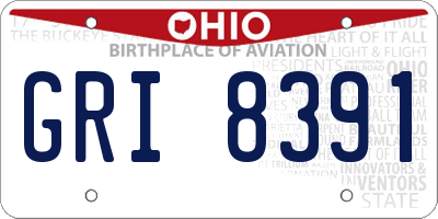 OH license plate GRI8391