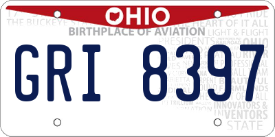 OH license plate GRI8397