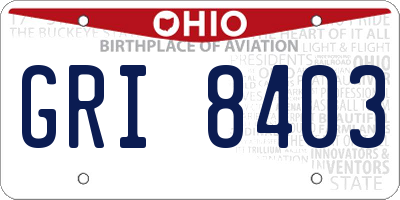 OH license plate GRI8403