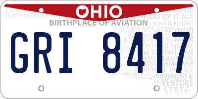 OH license plate GRI8417