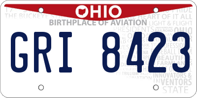 OH license plate GRI8423