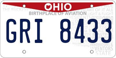 OH license plate GRI8433