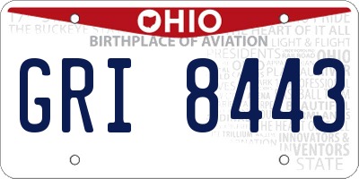 OH license plate GRI8443