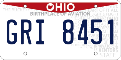 OH license plate GRI8451