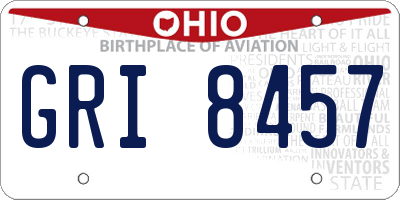 OH license plate GRI8457