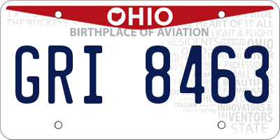 OH license plate GRI8463