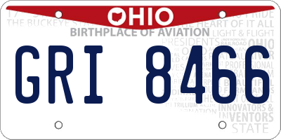 OH license plate GRI8466