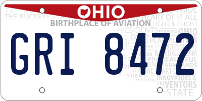 OH license plate GRI8472