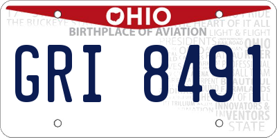 OH license plate GRI8491