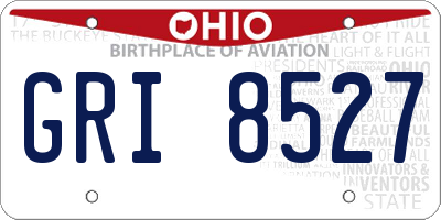 OH license plate GRI8527