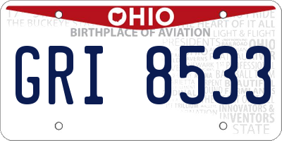 OH license plate GRI8533