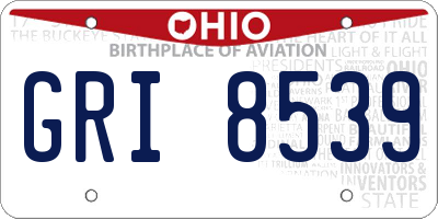 OH license plate GRI8539