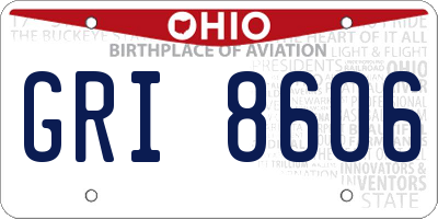 OH license plate GRI8606