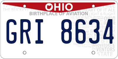 OH license plate GRI8634