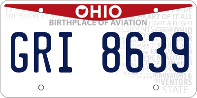 OH license plate GRI8639