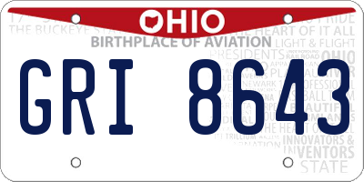 OH license plate GRI8643
