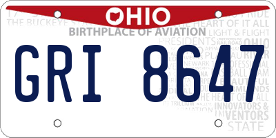 OH license plate GRI8647