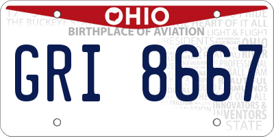 OH license plate GRI8667