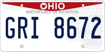 OH license plate GRI8672