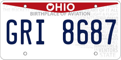 OH license plate GRI8687
