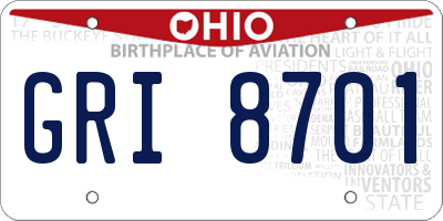 OH license plate GRI8701
