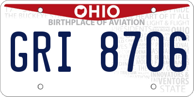OH license plate GRI8706