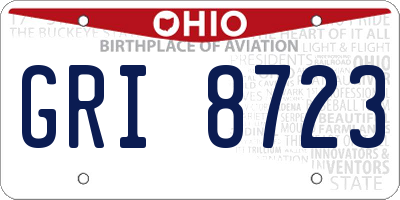 OH license plate GRI8723