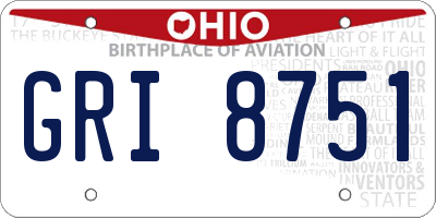 OH license plate GRI8751