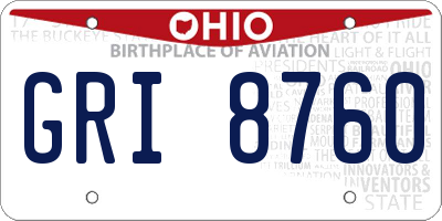 OH license plate GRI8760
