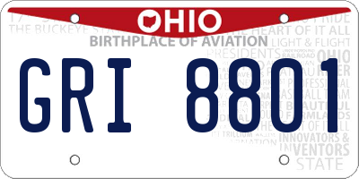 OH license plate GRI8801