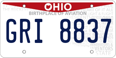 OH license plate GRI8837