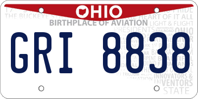 OH license plate GRI8838