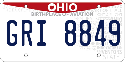 OH license plate GRI8849