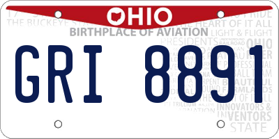 OH license plate GRI8891