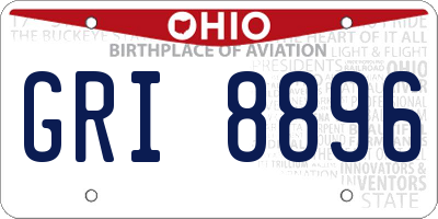 OH license plate GRI8896