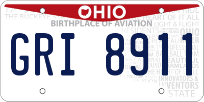 OH license plate GRI8911