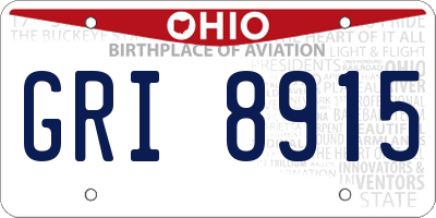 OH license plate GRI8915
