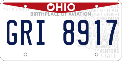OH license plate GRI8917