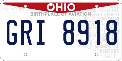 OH license plate GRI8918