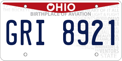 OH license plate GRI8921