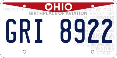 OH license plate GRI8922
