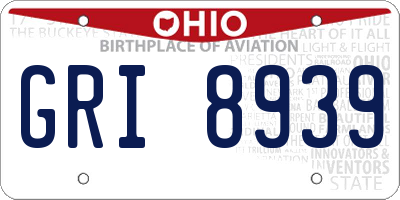 OH license plate GRI8939