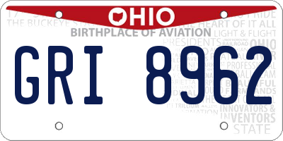 OH license plate GRI8962