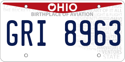 OH license plate GRI8963