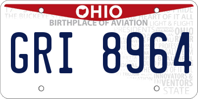 OH license plate GRI8964