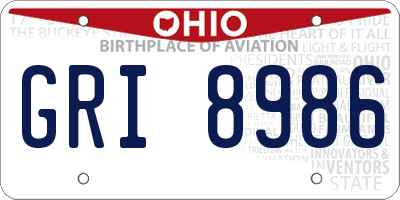 OH license plate GRI8986