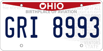 OH license plate GRI8993