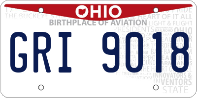 OH license plate GRI9018