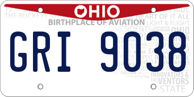 OH license plate GRI9038