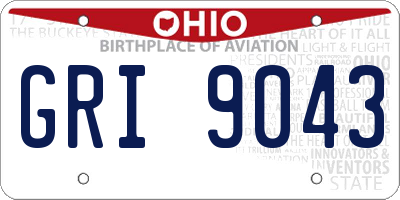 OH license plate GRI9043